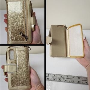 Galaxy S20‎ Gold Glitter Wallet Phone Case New